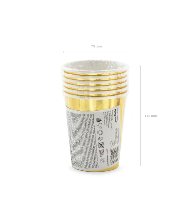 18th birthday gouden papieren bekers | 220 ml | 6 stuks