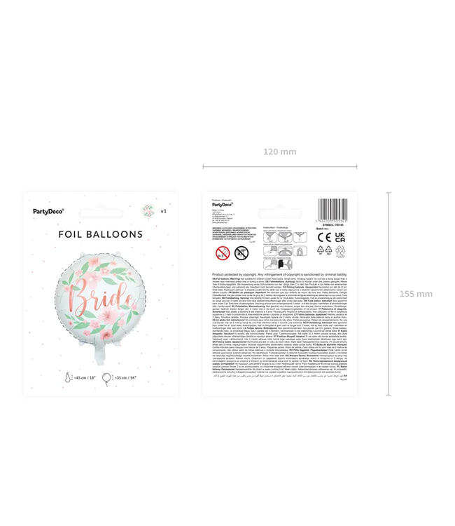 OUTLET Folieballon Bride bloemen | 45 cm