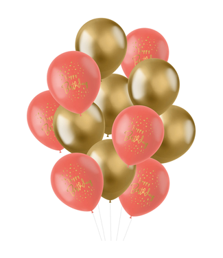 Folat Happy birthday ballonnen Golden Dusk | 12 stuks