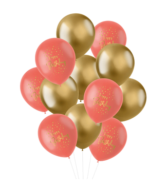 Folat OUTLET Happy birthday ballonnen Golden Dusk | 12 stuks