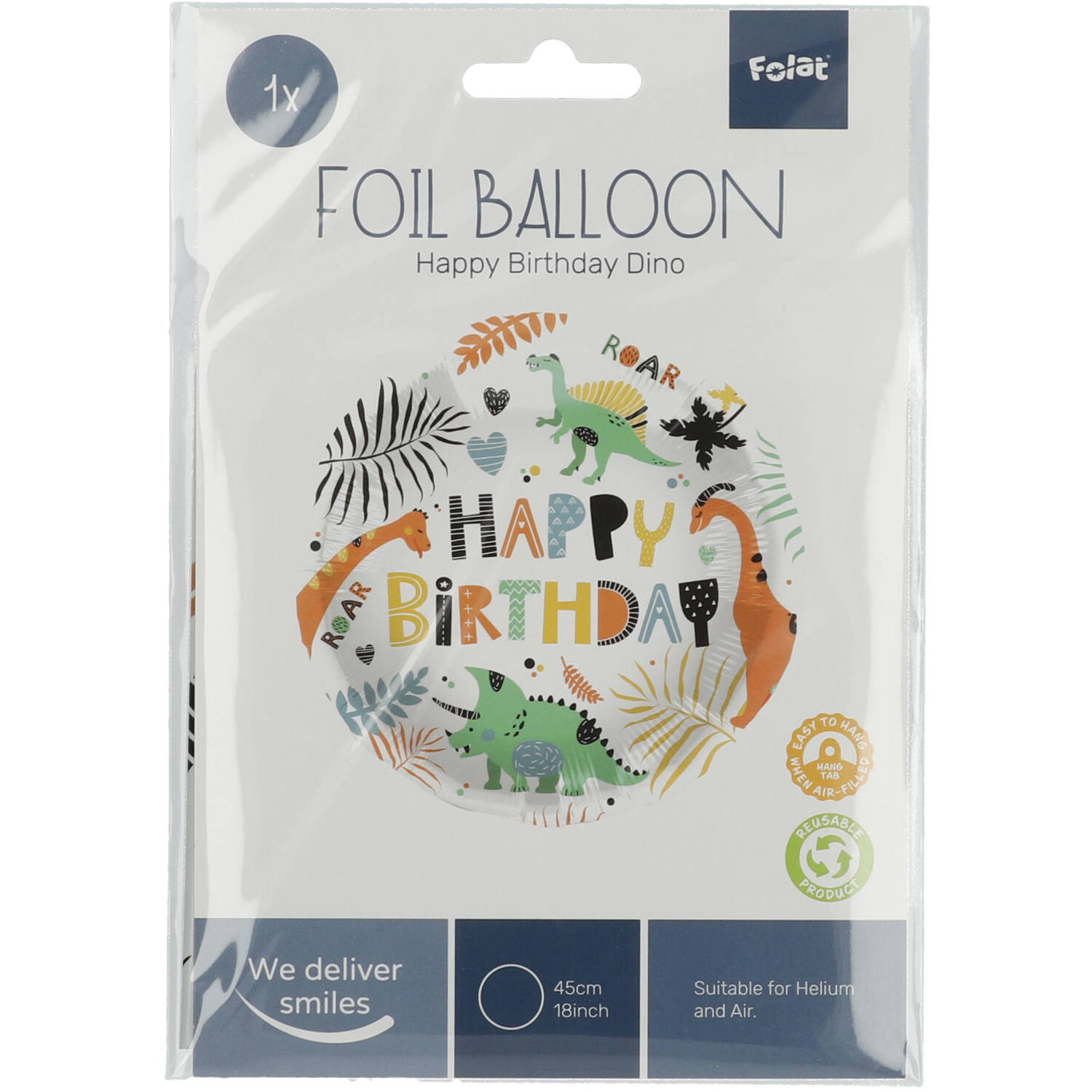 Dino Roars Folieballon Happy Birthday | 45 cm