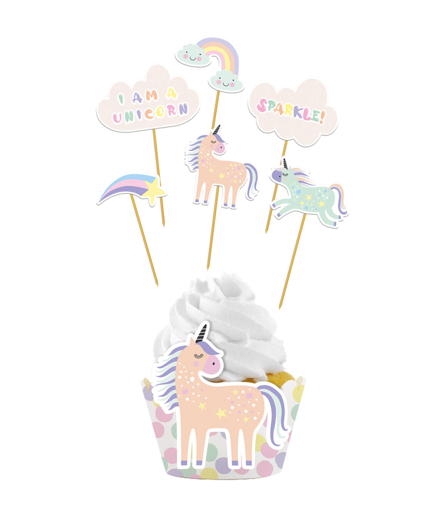 Folat Unicorn & Rainbows cupcakeset | 12-delig