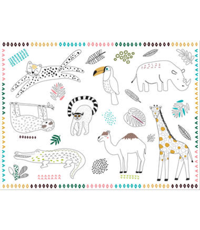 Zoo party XL kleurplaten | 6 stuks