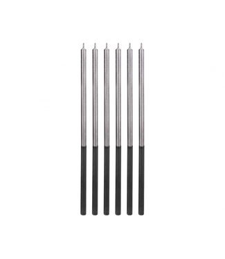 GoDan OUTLET Kaarsjes platinum zilver/zwart - 6 stuks
