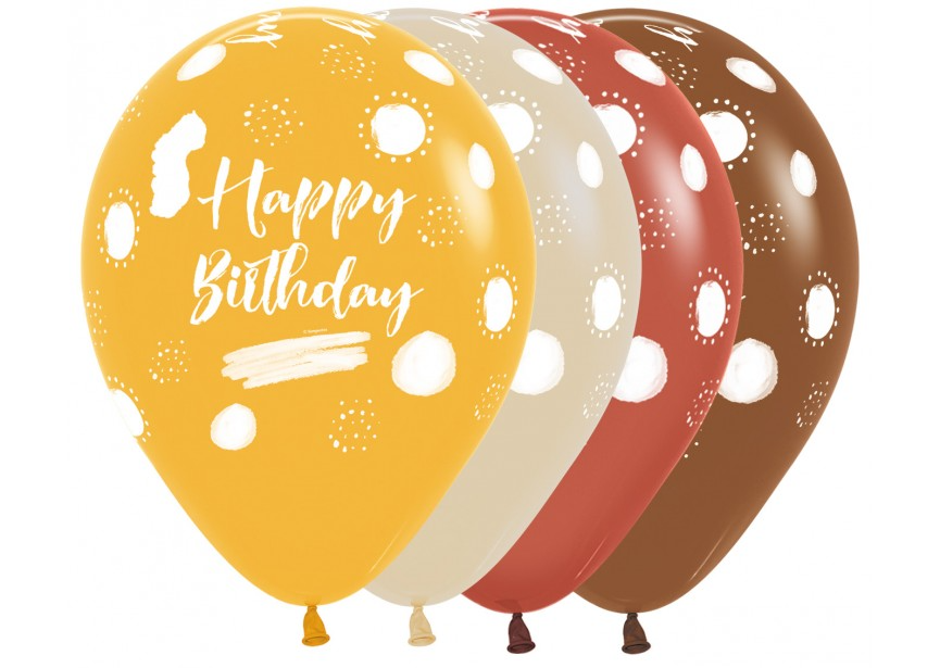 Ballonnen Happy Birthday Natural | zakje 5 stuks