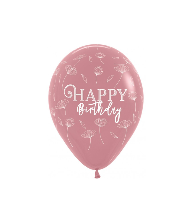 Sempertex Ballonnen Happy Birthday Rosewood Blossom | zakje 5 stuks