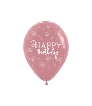 Sempertex Ballonnen Happy Birthday Rosewood Blossom | zak 25 stuks