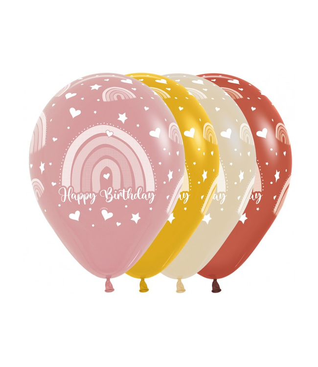 Sempertex Ballonnen Happy Birthday Rainbow boho | zakje 5 stuks