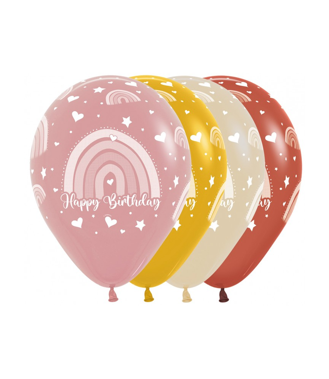Sempertex OUTLET Ballonnen Happy Birthday Rainbow boho | zak 25 stuks
