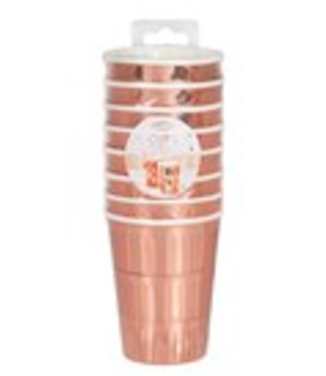 Bekers rosegoud met franjes | 8 stuks