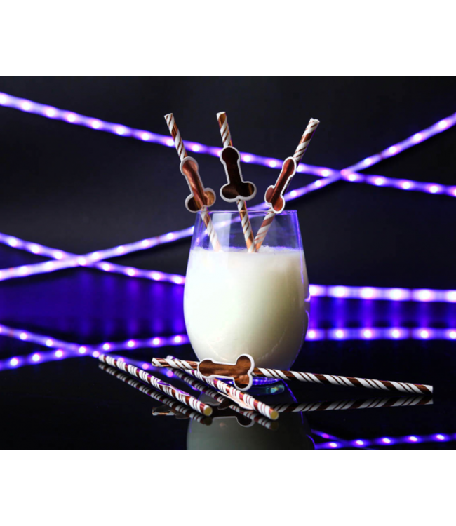 Vrijgezellenfeest rietjes piemel | Rosegoud | 6 stuks