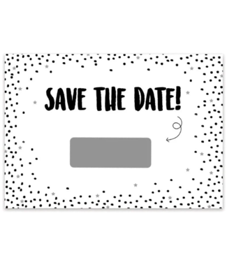Hippe kaartjes OUTLET Kraskaarten Save the date | zwart wit | 10 stuks