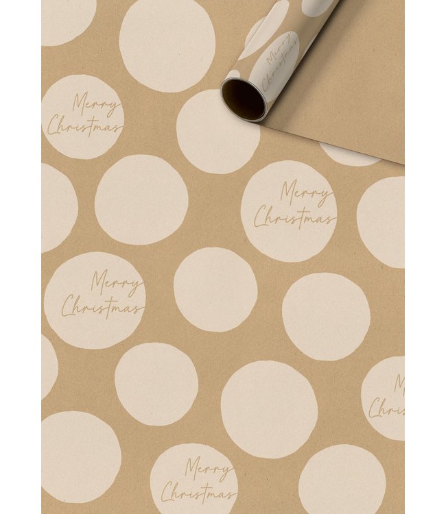 The art of giving Cadeaupapier kraft | Merry Christmas white dots | 70x200cm