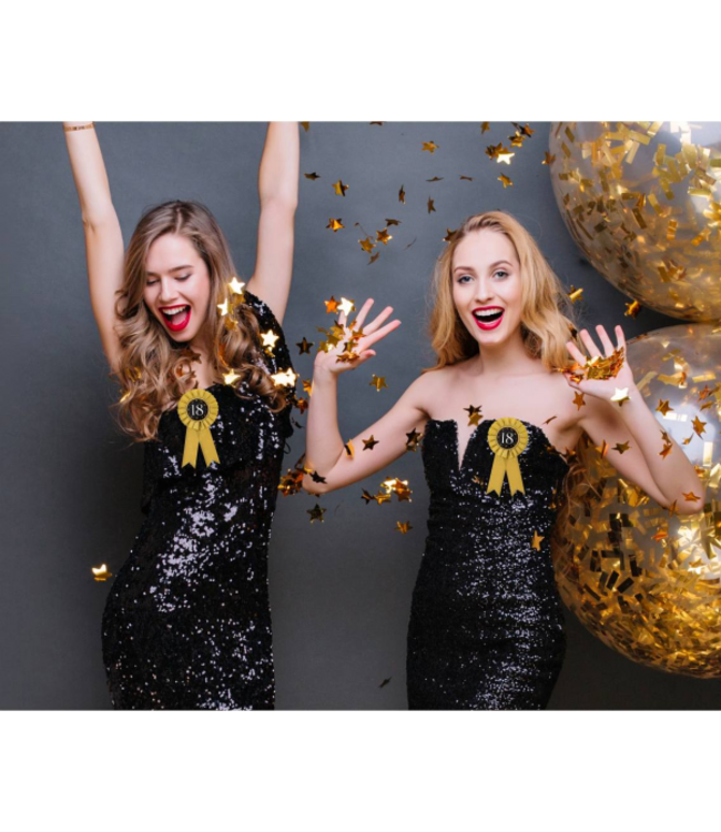 Verjaardagsbutton 18 | Black & Gold