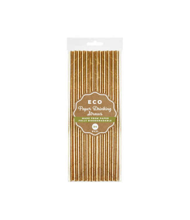 Papieren rietjes rosegoud | 24 stuks