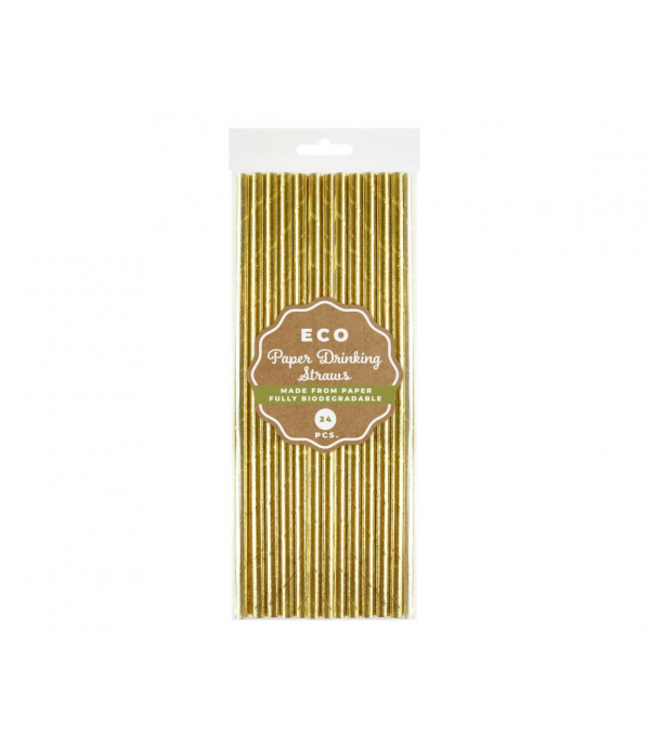 Papieren rietjes | Goud | 24 stuks
