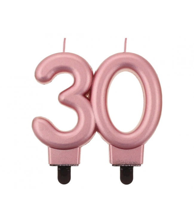 Kaars cijfer 30 | Metallic rosegoud