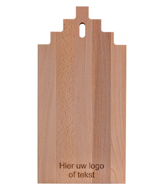 Plank - Beuken trapgevelhuisje 35 x 17 cm inclusief logo