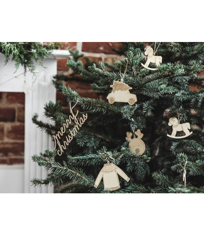 OUTLET Houten kersthangers | 10 stuks