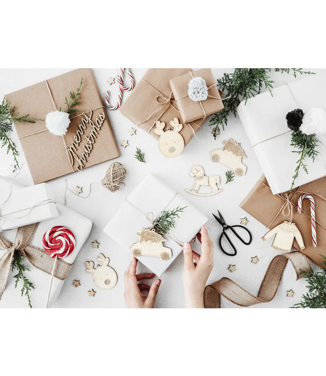 OUTLET Houten kersthangers | 10 stuks