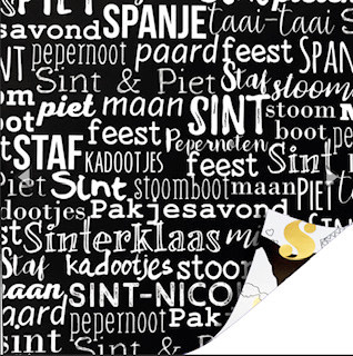 Cadeaupapier Sinterklaas 'Op de hoge daken & teksten' DUBBELZIJDIG