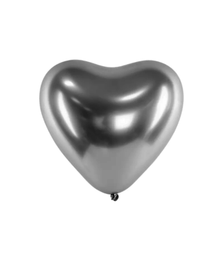 OUTLET Hartballonnen chrome zilver 30 cm | Zak 50 stuks
