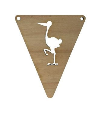Vlagletter van hout - Ooievaar