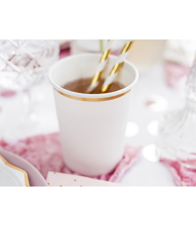 Papieren bekertjes met gouden rand | 6 stuks