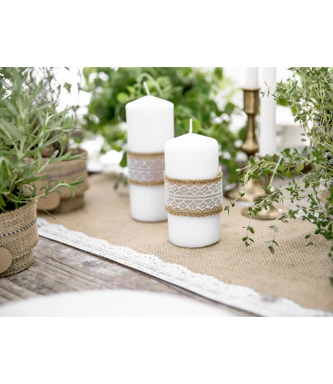 Jute lint met kant - 4 cm x 5 m