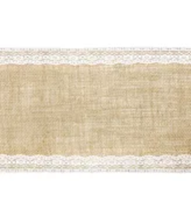 Tafelloper jute met kant | 0.28x2.75m