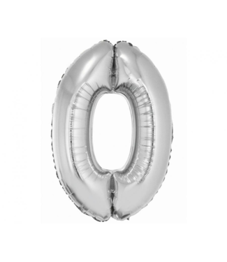GoDan OUTLET Cijferballon 0 - zilver - 76 cm