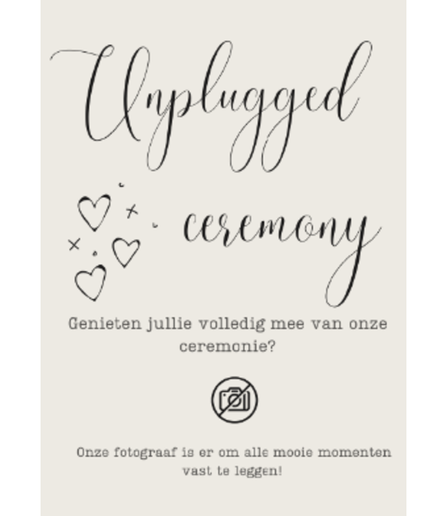 Feestdeco Wedding Stationary Poster Unplugged Ceremony | Eco A4