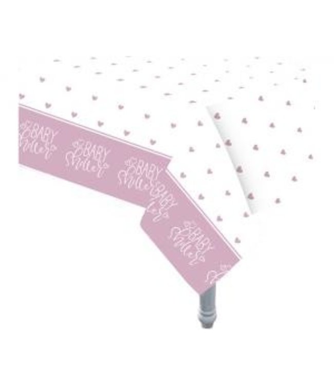 Tafelkleed babyshower roze - 1.37 x 2.13 meter