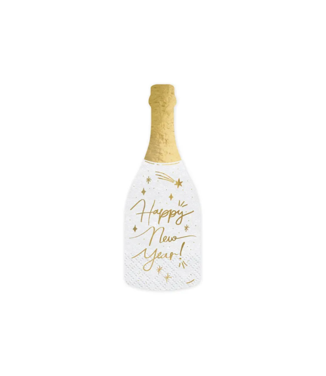 PartyDeco Servetten champagnefles | 20 stuks
