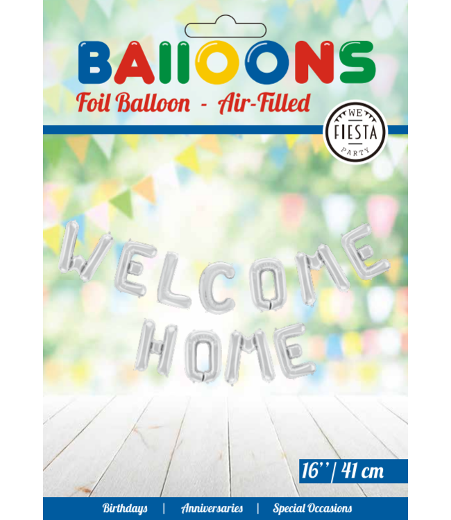 Folieballon 'Welcome home' - zilver - 40cm