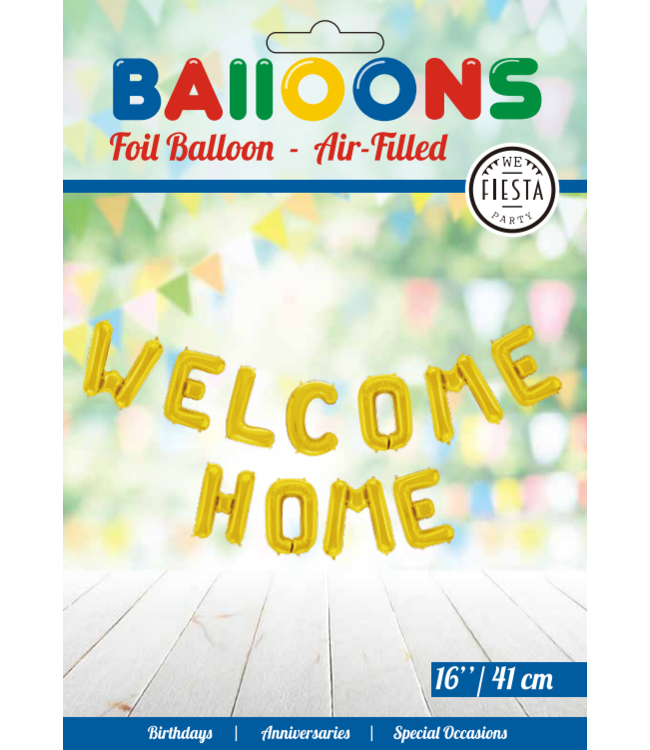 Folieballon 'Welcome home' goud | 40 cm x 2 meter