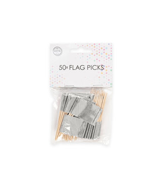Globos Prikkers vlaggetjes metallic zilver | 50 stuks