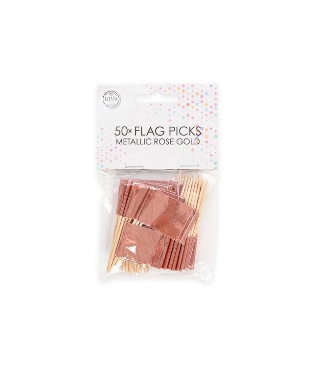Prikkers vlaggetjes Metallic Rose Goud | 50 stuks