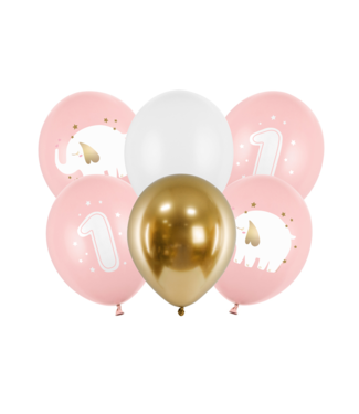 Strong Balloons Ballonnen 1 | One Year | Roze | 6 stuks