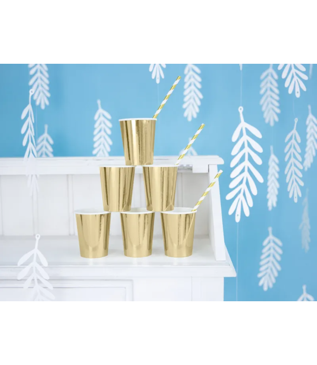 Papieren bekers goud | 6 stuks