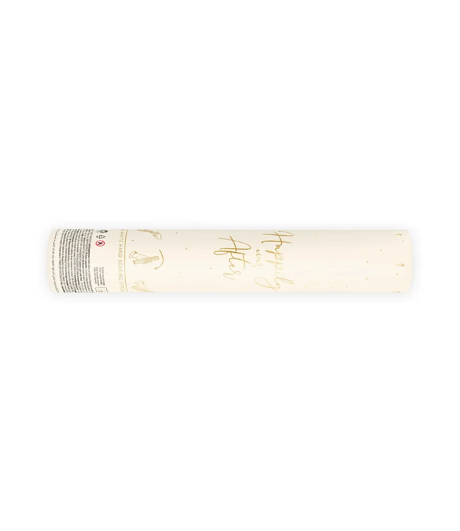 Confettikanon Streamers handmatig - afbreekbaar wit & goud - DOOS 12 stuks