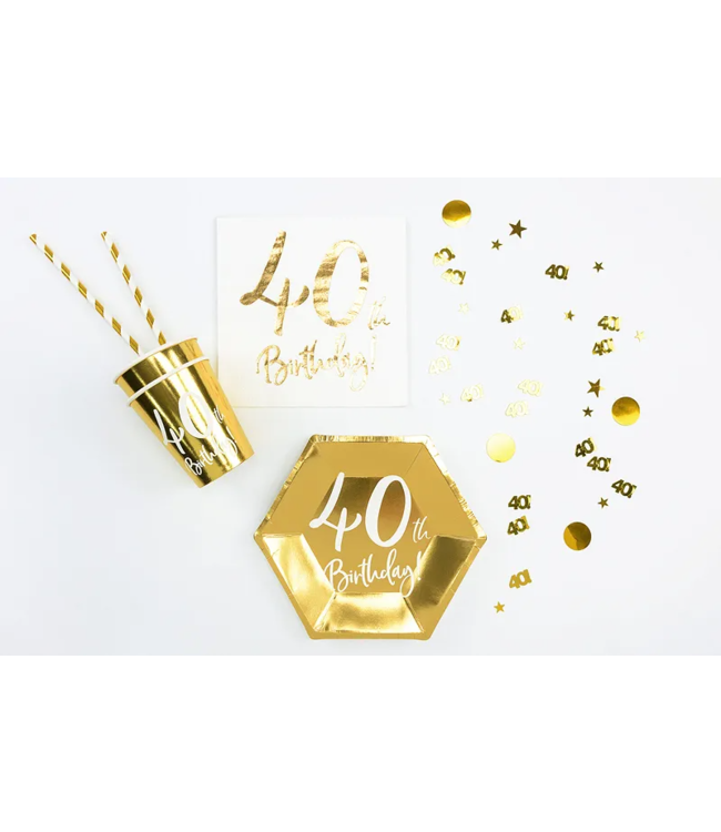 40. Geburtstag Confetti Streudekoration – 6 Stück, Gold/glitzernd, Aus Pappe, Je 6x5 Cm