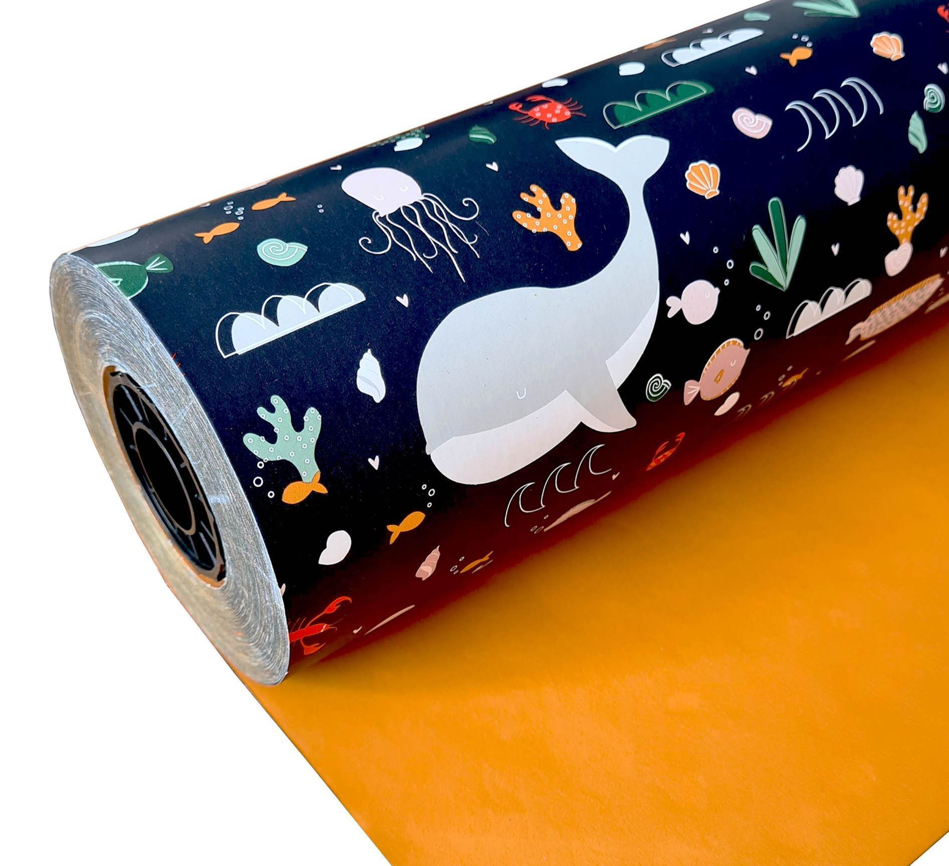 Cadeaupapier Ocean Life | Oker/Blauw | 70 cm x 2 m