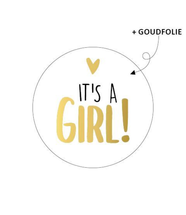 KP Stickers | It's a girl | wit/goud | zakje 20 stuks