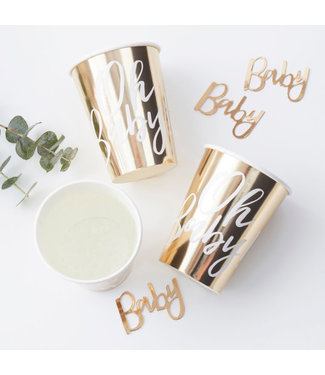 Ginger Ray Babyshower bekers goud  | Oh baby | 6 stuks