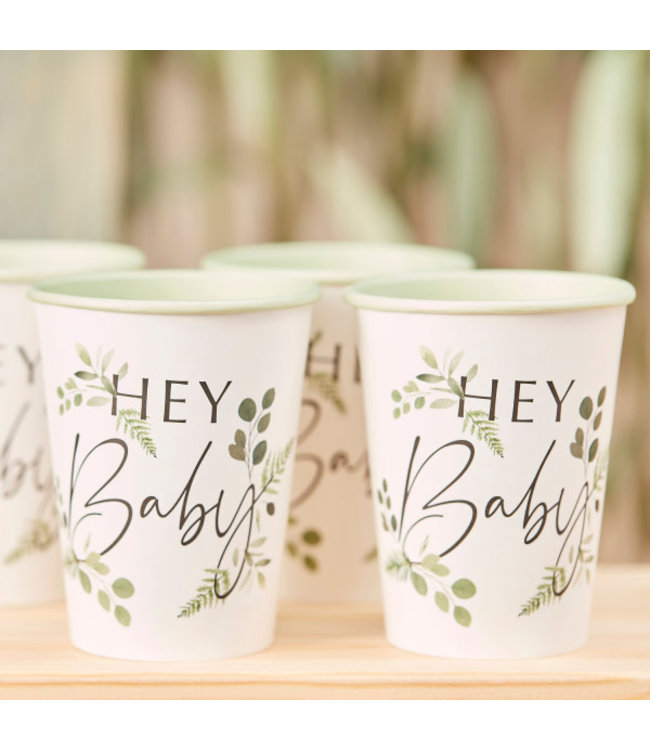 Ginger Ray Papieren bekers - Botanical - Hey Baby