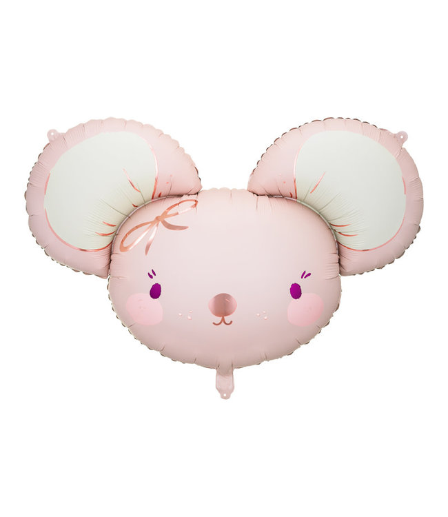 PartyDeco Folieballon muis lichtroze XL | 96x64 cm