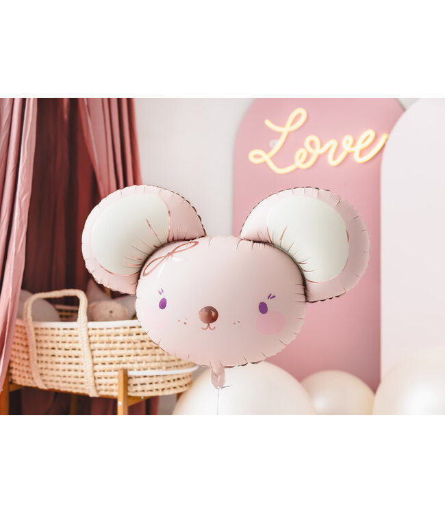 Folieballon muis lichtroze XL | 96x64 cm
