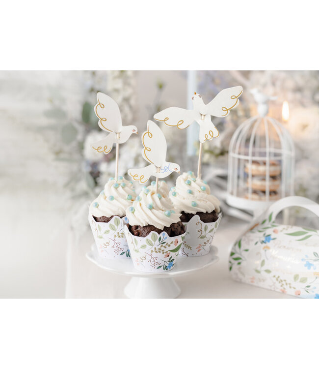 Cupcake toppers duif | 14.5 cm | 6 stuks