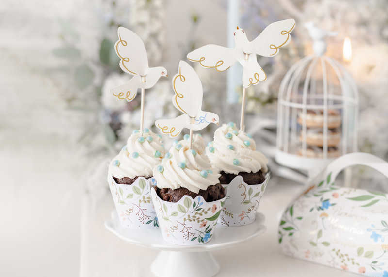 Cupcake toppers duif | 14.5 cm | 6 stuks